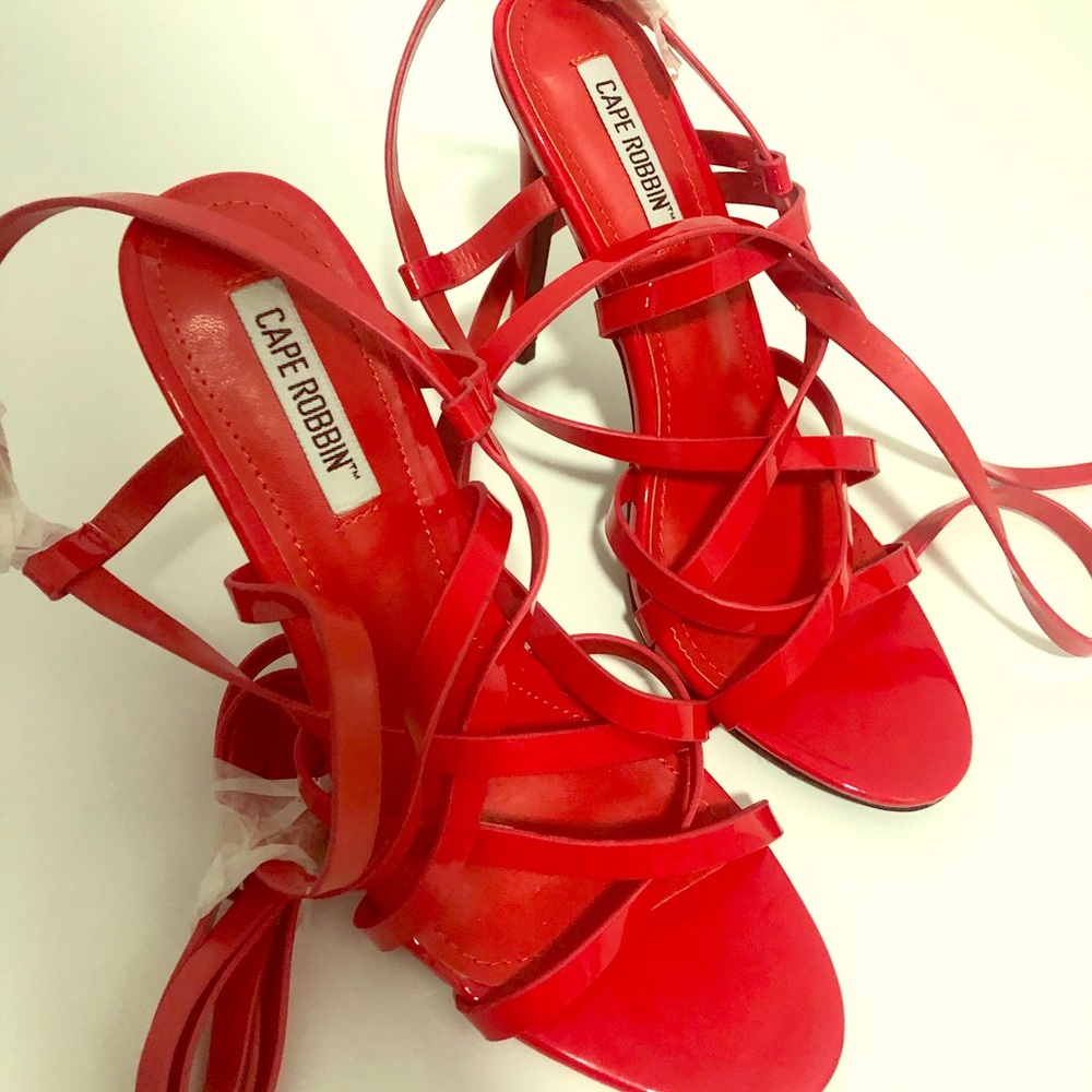 Red strappy heels